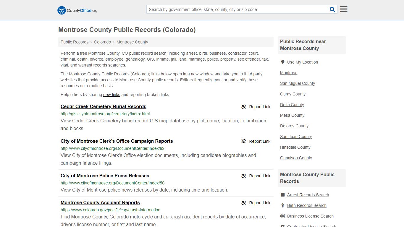 Montrose County Public Records (Colorado) - County Office
