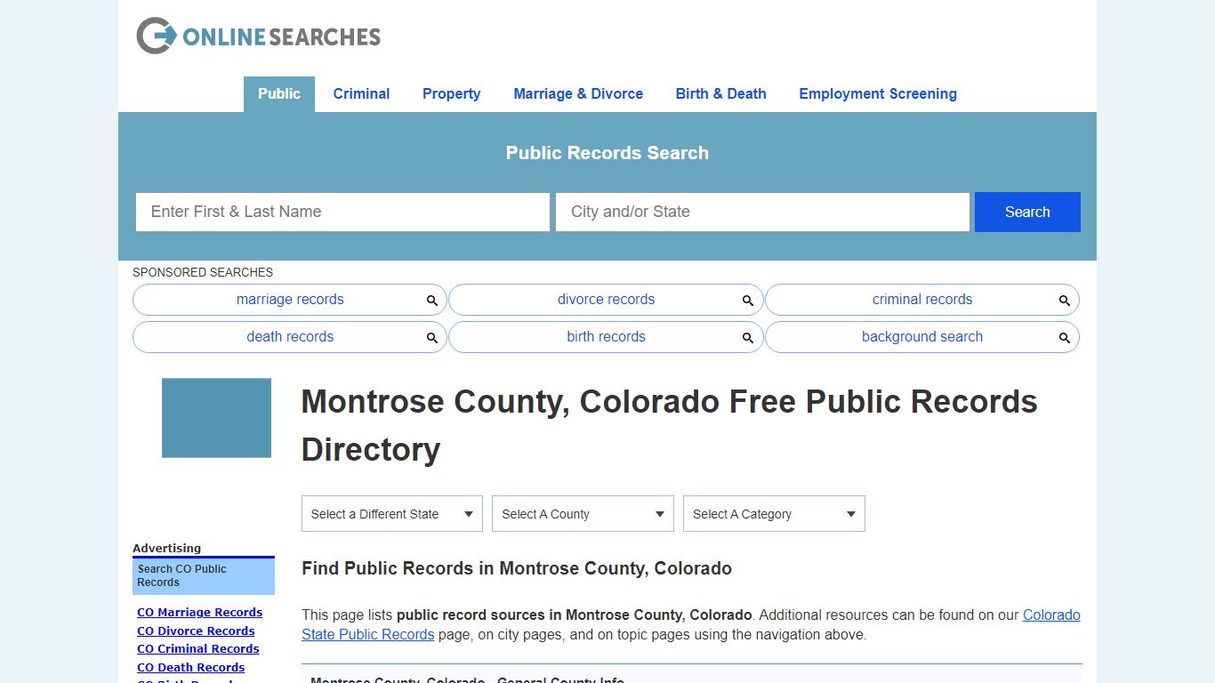 Montrose County, Colorado Public Records Directory